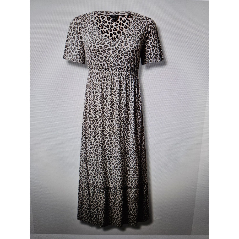 Torrid Cotton Slub Babydoll V-Neck Short Sleeves Leopard Maxi Dress, Plus 4X